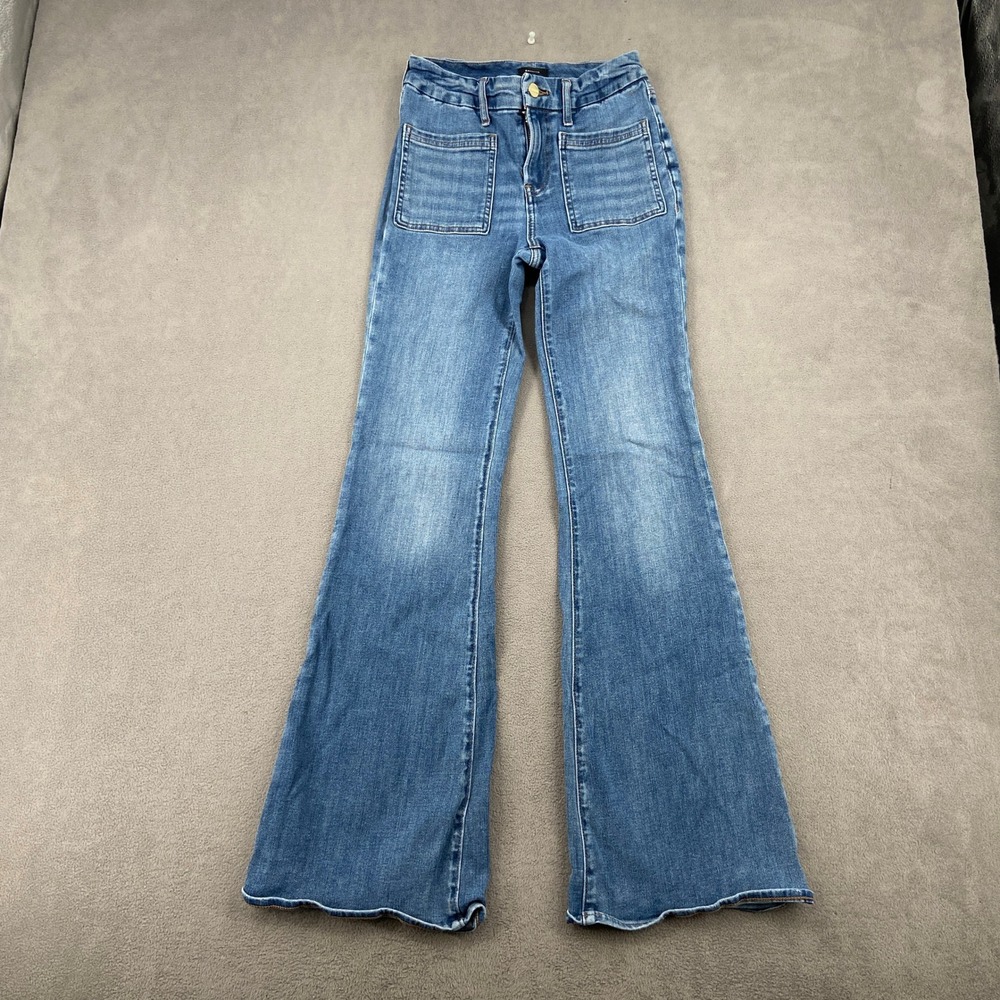 Express 70s Flare Mid Rise Ultra Hyper Stretch Jeans Blue Small 0/2/4